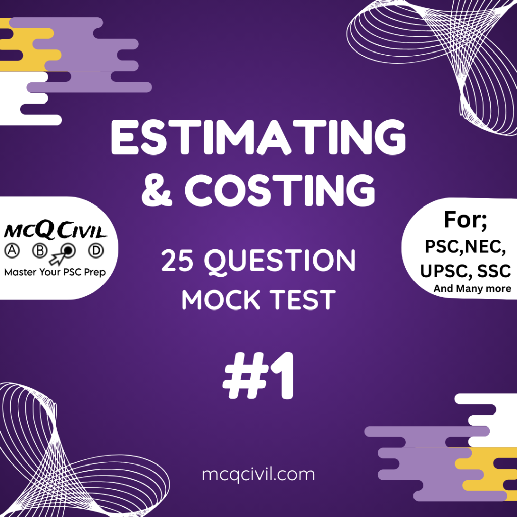 mcq civil estimating