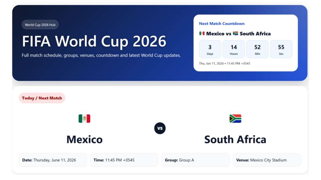 FIFA World Cup 2026 Schedule in Nepal Time