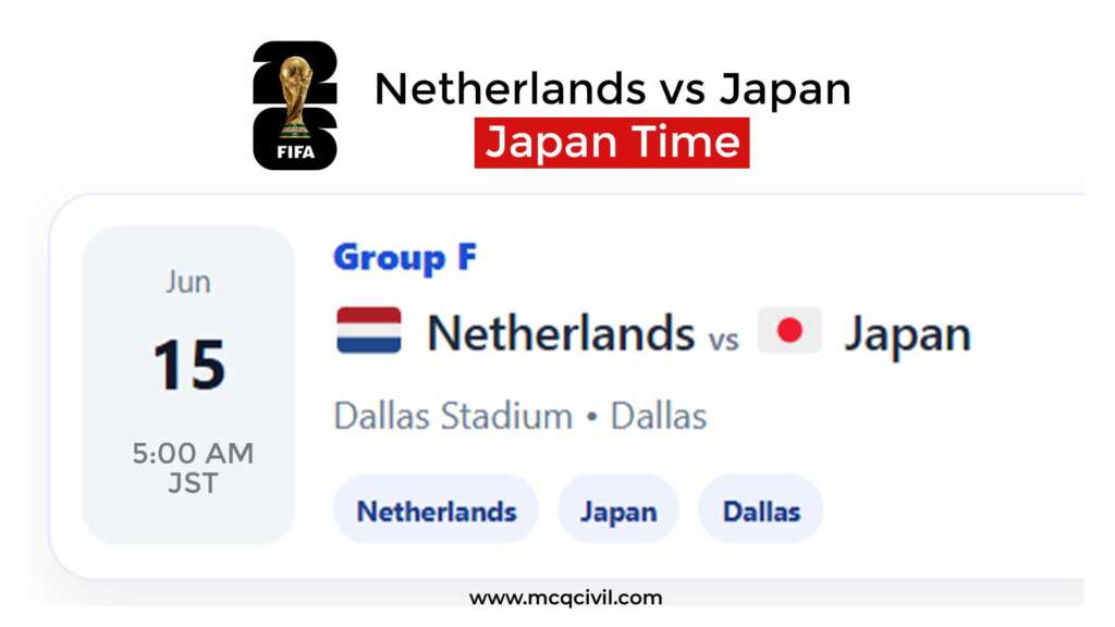 Japan vs Netherlands Match Time in Japan