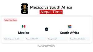 Mexico vs South Africa Nepal Time
