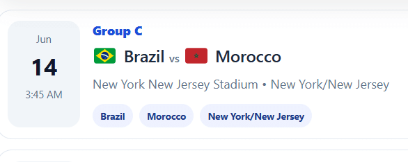 Brazil vs Morocco Nepal Time